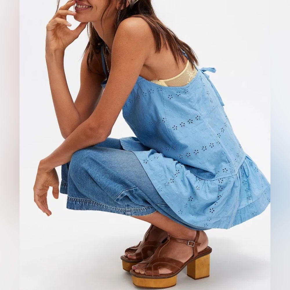 Free People Caught Up Tunic in Blissful Blue Combo, NWT - Picture 3 of 8